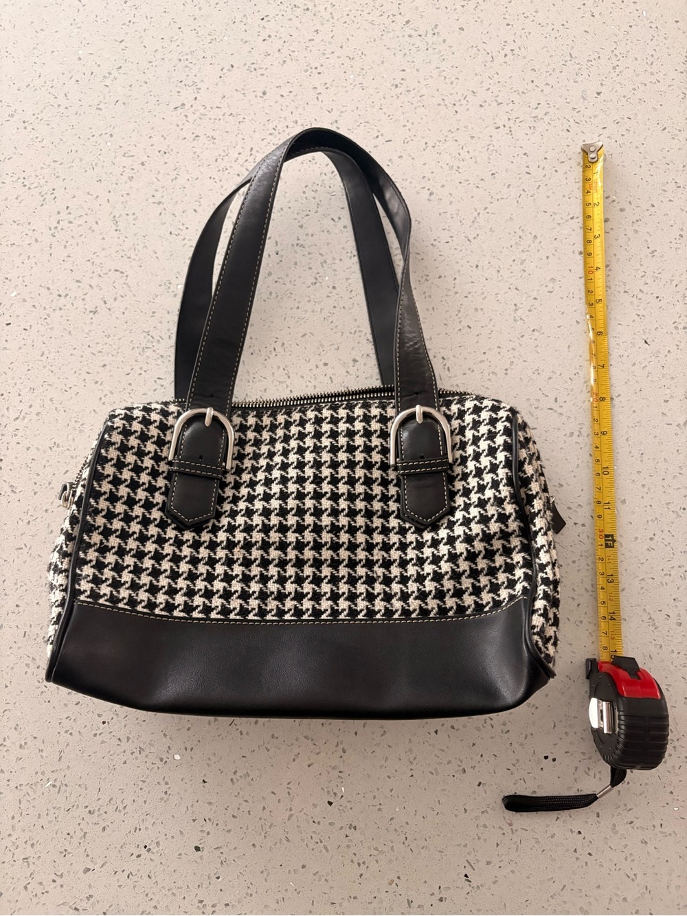 LOFT Black & White Houndstooth Handbag